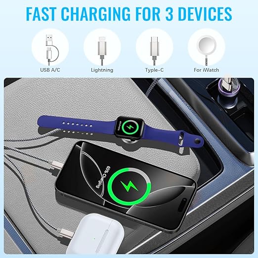 Tri-USB-cable (Lightning / Type-C / Apple Watch)